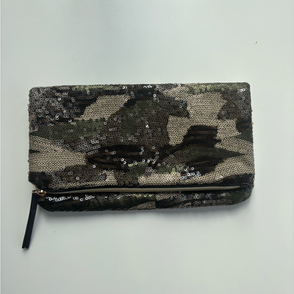 Stella & Dot Camo Sequined Patterned Clutch